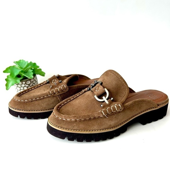 Donald J. Pliner Elta Mule Brown Suede Slide Horse Bit Horsebit Loafer Mule Sz 7 - Picture 5 of 11